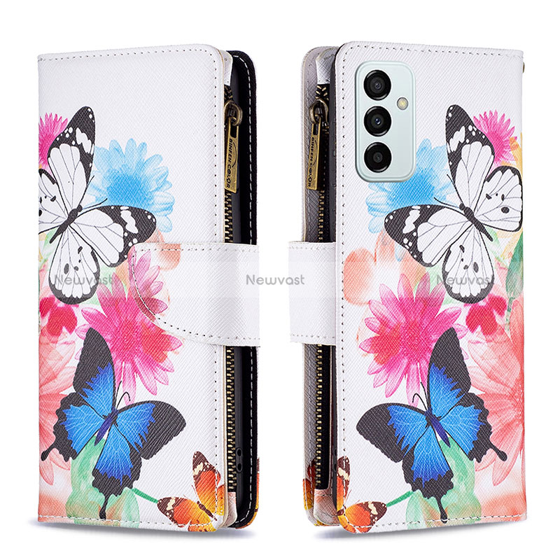 Leather Case Stands Fashionable Pattern Flip Cover Holder B04F for Samsung Galaxy M23 5G Colorful