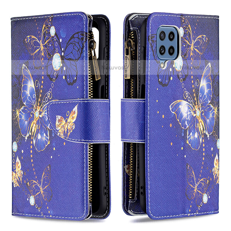 Leather Case Stands Fashionable Pattern Flip Cover Holder B04F for Samsung Galaxy M32 4G