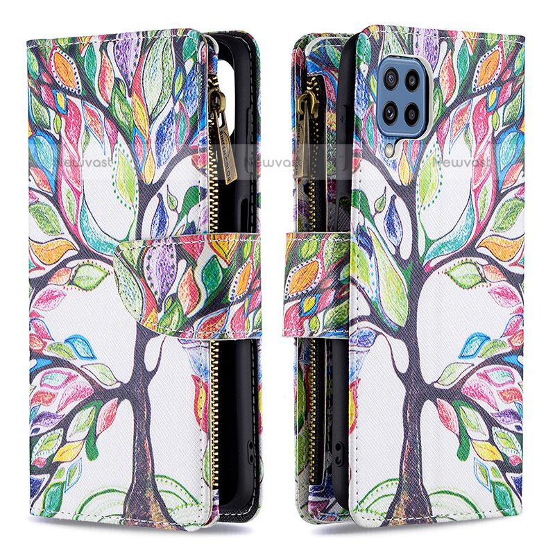 Leather Case Stands Fashionable Pattern Flip Cover Holder B04F for Samsung Galaxy M32 4G