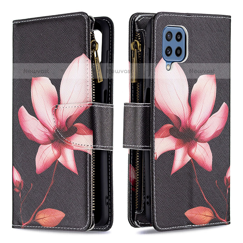 Leather Case Stands Fashionable Pattern Flip Cover Holder B04F for Samsung Galaxy M32 4G