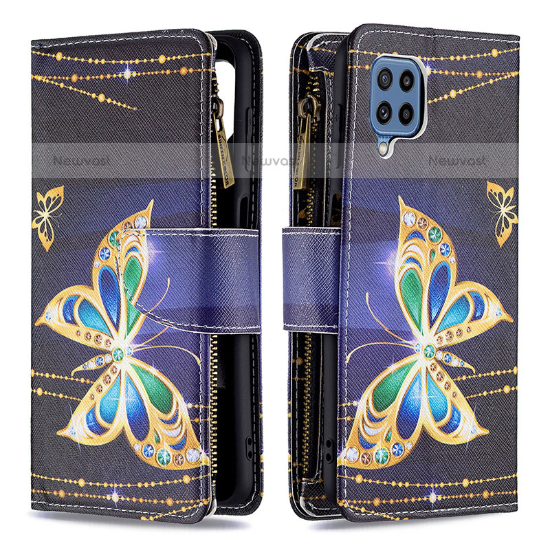 Leather Case Stands Fashionable Pattern Flip Cover Holder B04F for Samsung Galaxy M32 4G