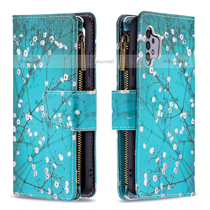 Leather Case Stands Fashionable Pattern Flip Cover Holder B04F for Samsung Galaxy M32 5G