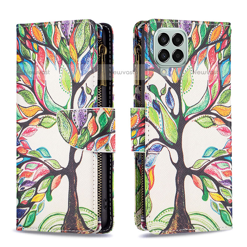 Leather Case Stands Fashionable Pattern Flip Cover Holder B04F for Samsung Galaxy M33 5G