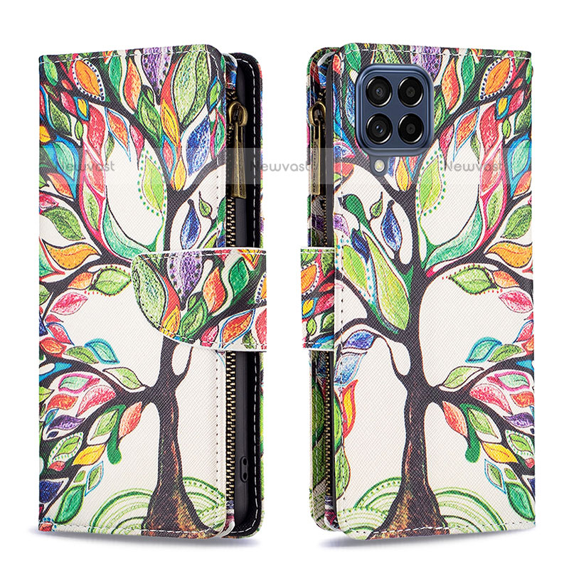 Leather Case Stands Fashionable Pattern Flip Cover Holder B04F for Samsung Galaxy M53 5G