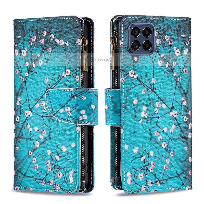 Leather Case Stands Fashionable Pattern Flip Cover Holder B04F for Samsung Galaxy M53 5G