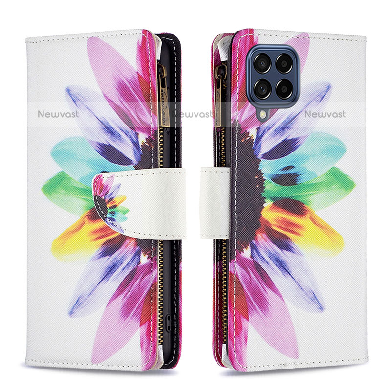 Leather Case Stands Fashionable Pattern Flip Cover Holder B04F for Samsung Galaxy M53 5G