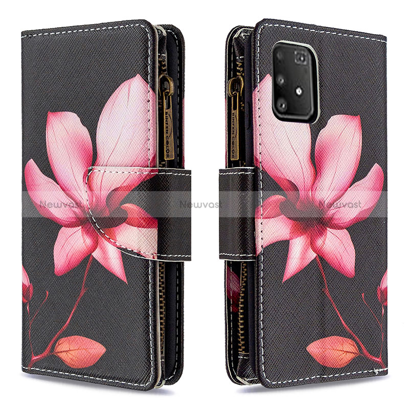 Leather Case Stands Fashionable Pattern Flip Cover Holder B04F for Samsung Galaxy M80S Red