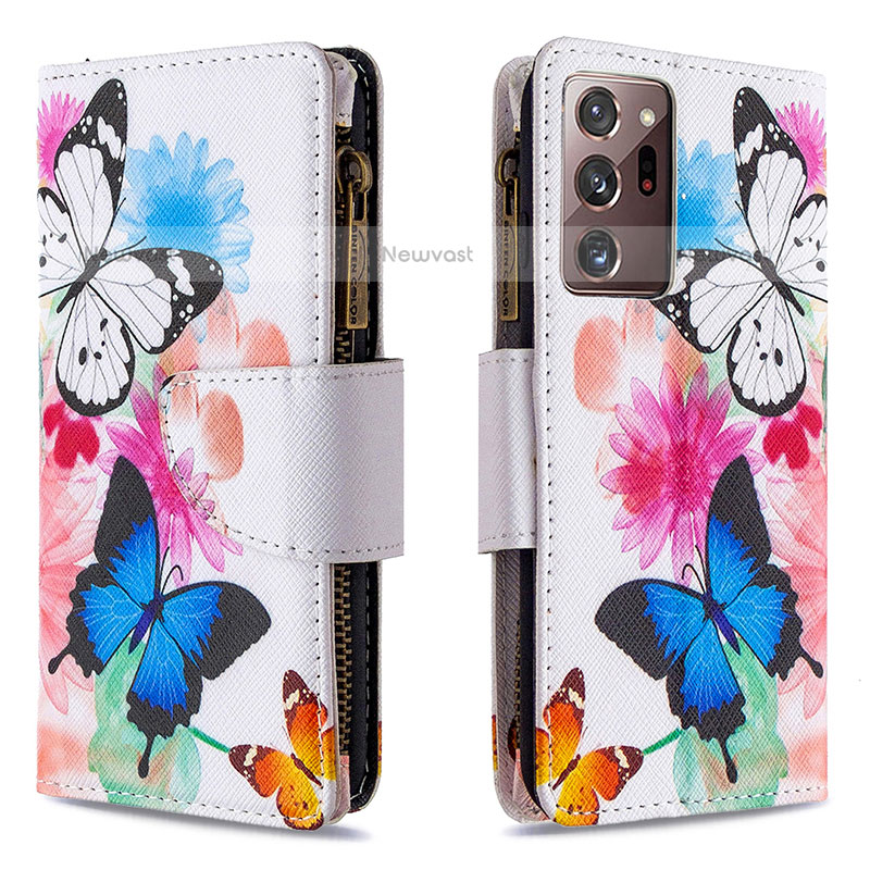 Leather Case Stands Fashionable Pattern Flip Cover Holder B04F for Samsung Galaxy Note 20 Ultra 5G Colorful