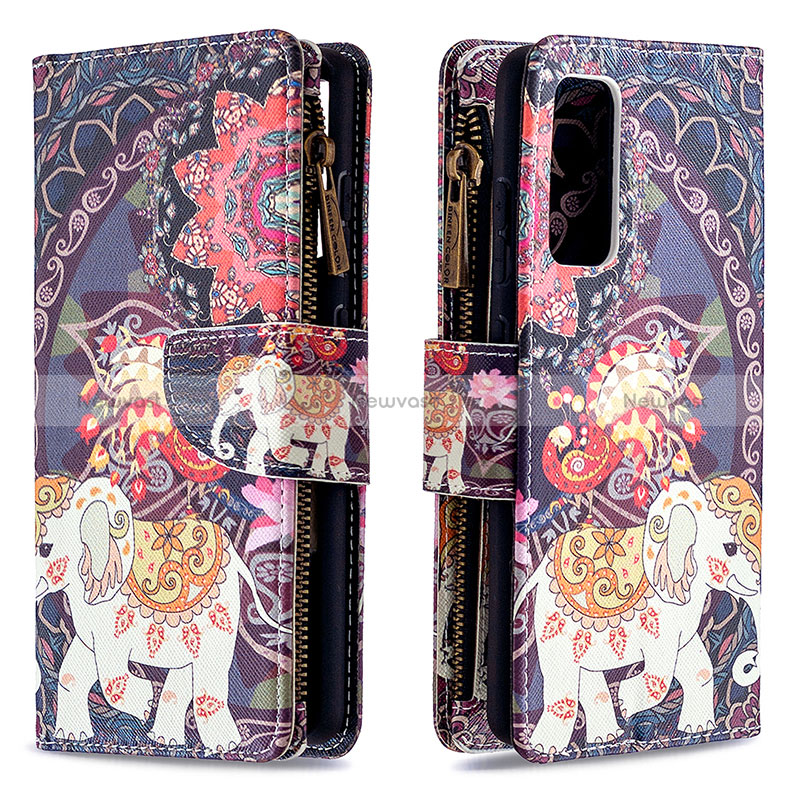 Leather Case Stands Fashionable Pattern Flip Cover Holder B04F for Samsung Galaxy S20 Lite 5G