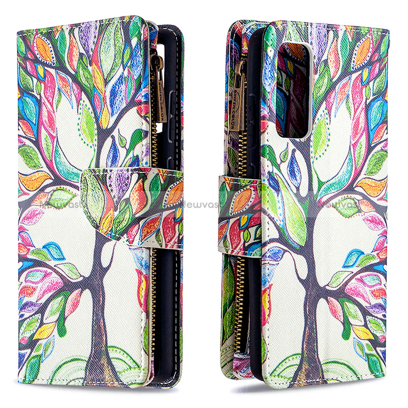 Leather Case Stands Fashionable Pattern Flip Cover Holder B04F for Samsung Galaxy S20 Lite 5G Green