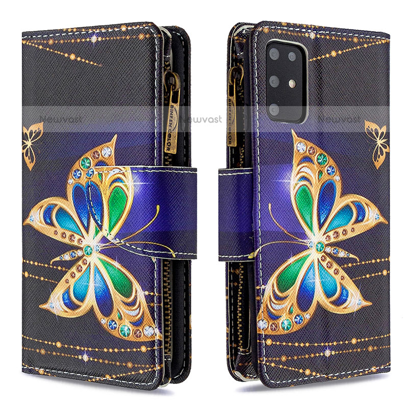 Leather Case Stands Fashionable Pattern Flip Cover Holder B04F for Samsung Galaxy S20 Plus Black