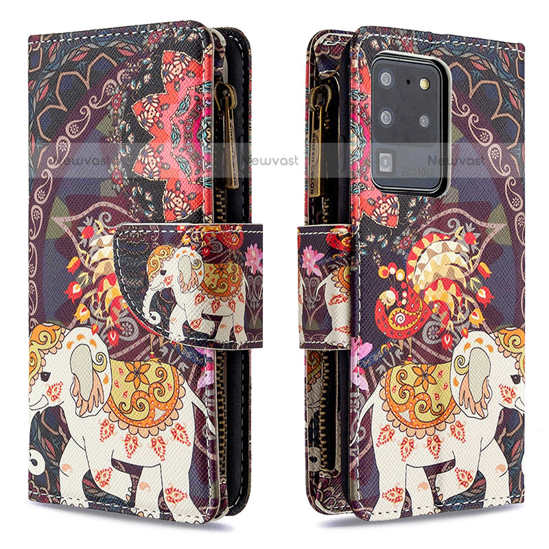 Leather Case Stands Fashionable Pattern Flip Cover Holder B04F for Samsung Galaxy S20 Ultra 5G