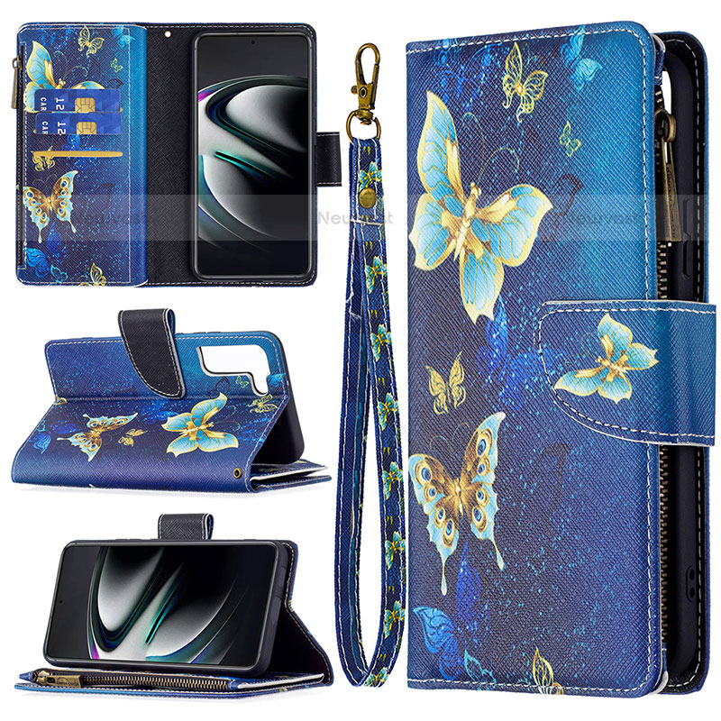 Leather Case Stands Fashionable Pattern Flip Cover Holder B04F for Samsung Galaxy S21 5G