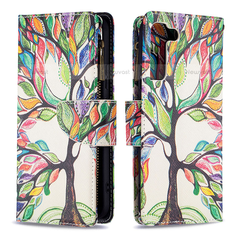 Leather Case Stands Fashionable Pattern Flip Cover Holder B04F for Samsung Galaxy S21 Plus 5G