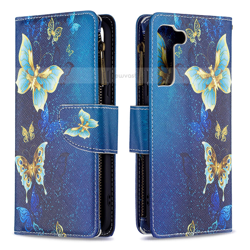 Leather Case Stands Fashionable Pattern Flip Cover Holder B04F for Samsung Galaxy S22 5G