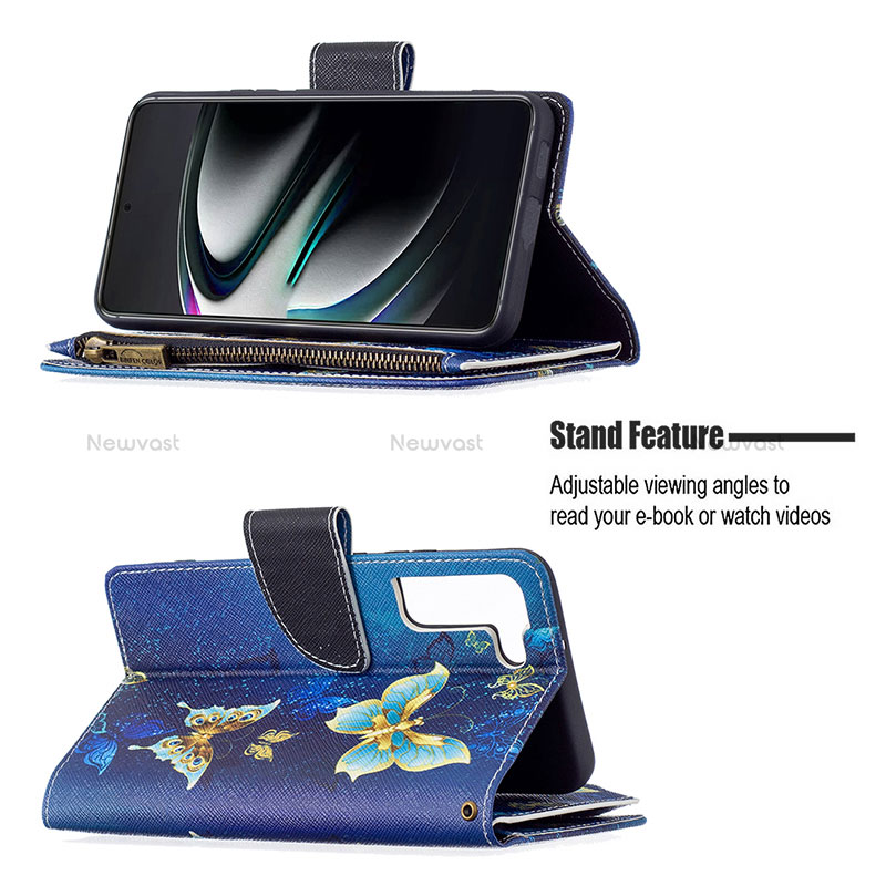 Leather Case Stands Fashionable Pattern Flip Cover Holder B04F for Samsung Galaxy S22 Plus 5G