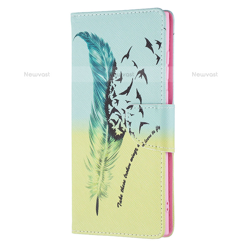 Leather Case Stands Fashionable Pattern Flip Cover Holder B04F for Samsung Galaxy S22 Ultra 5G Green