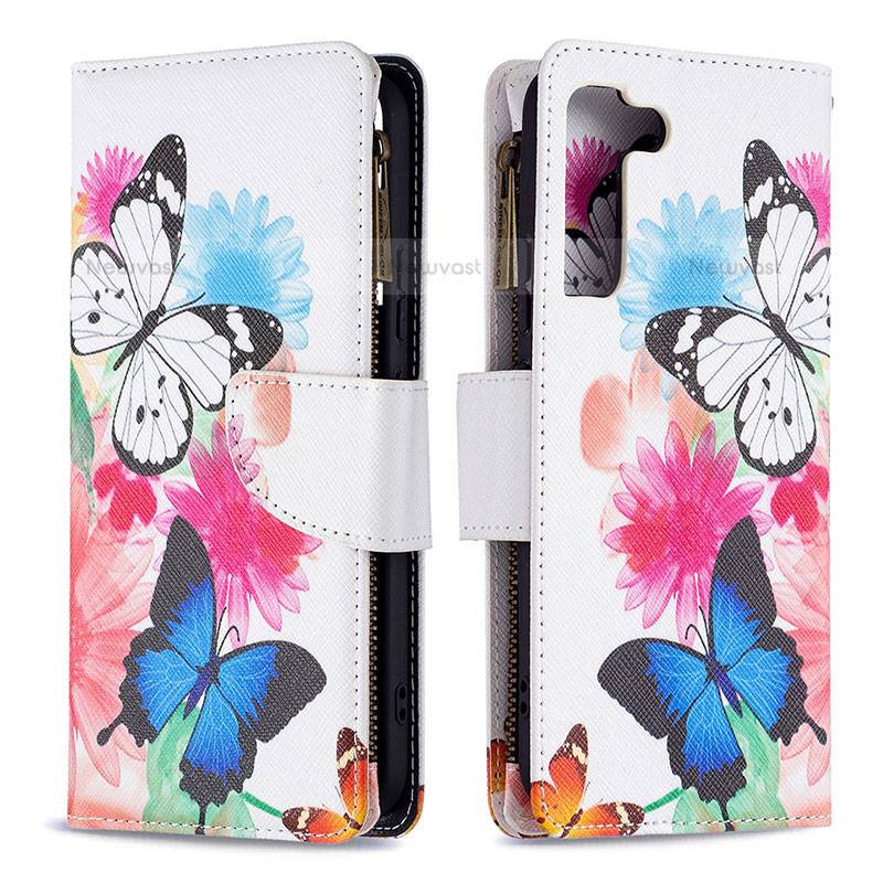 Leather Case Stands Fashionable Pattern Flip Cover Holder B04F for Samsung Galaxy S23 Plus 5G Hot Pink