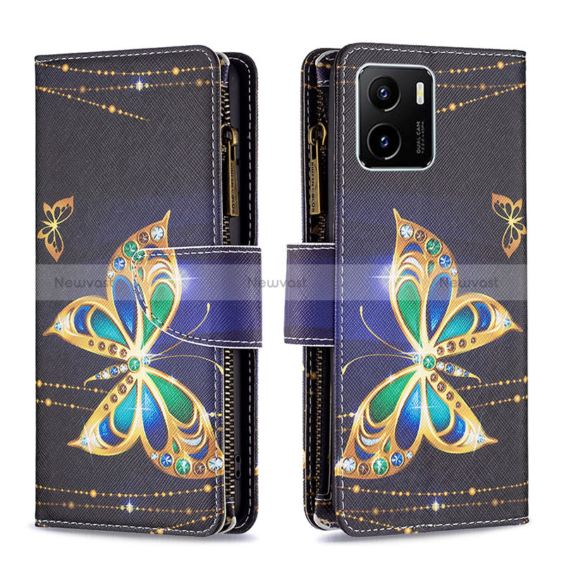 Leather Case Stands Fashionable Pattern Flip Cover Holder B04F for Vivo Y01