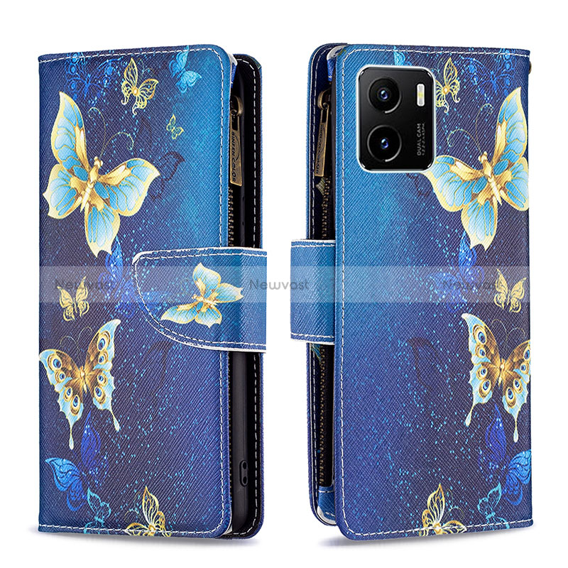 Leather Case Stands Fashionable Pattern Flip Cover Holder B04F for Vivo Y01