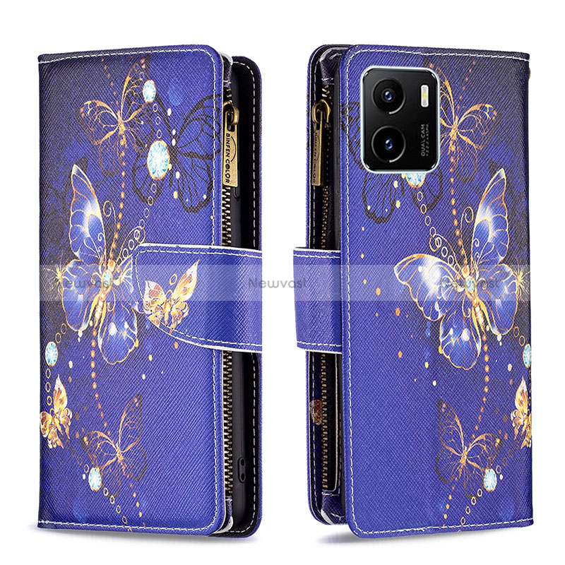 Leather Case Stands Fashionable Pattern Flip Cover Holder B04F for Vivo Y01