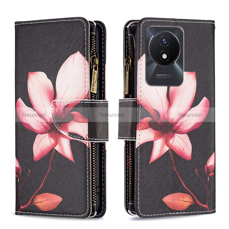 Leather Case Stands Fashionable Pattern Flip Cover Holder B04F for Vivo Y02t