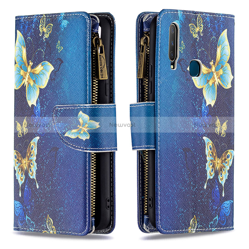 Leather Case Stands Fashionable Pattern Flip Cover Holder B04F for Vivo Y11