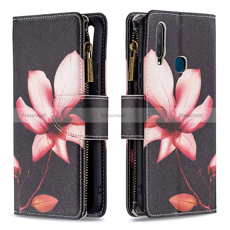 Leather Case Stands Fashionable Pattern Flip Cover Holder B04F for Vivo Y11