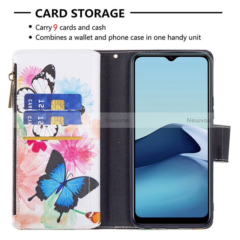 Leather Case Stands Fashionable Pattern Flip Cover Holder B04F for Vivo Y12G