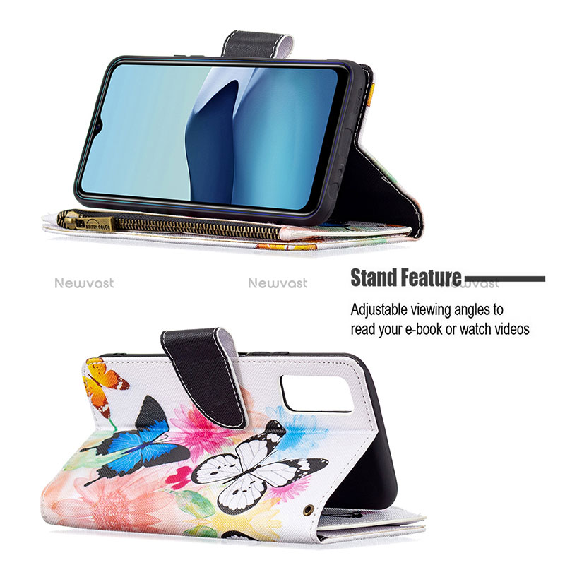 Leather Case Stands Fashionable Pattern Flip Cover Holder B04F for Vivo Y12G