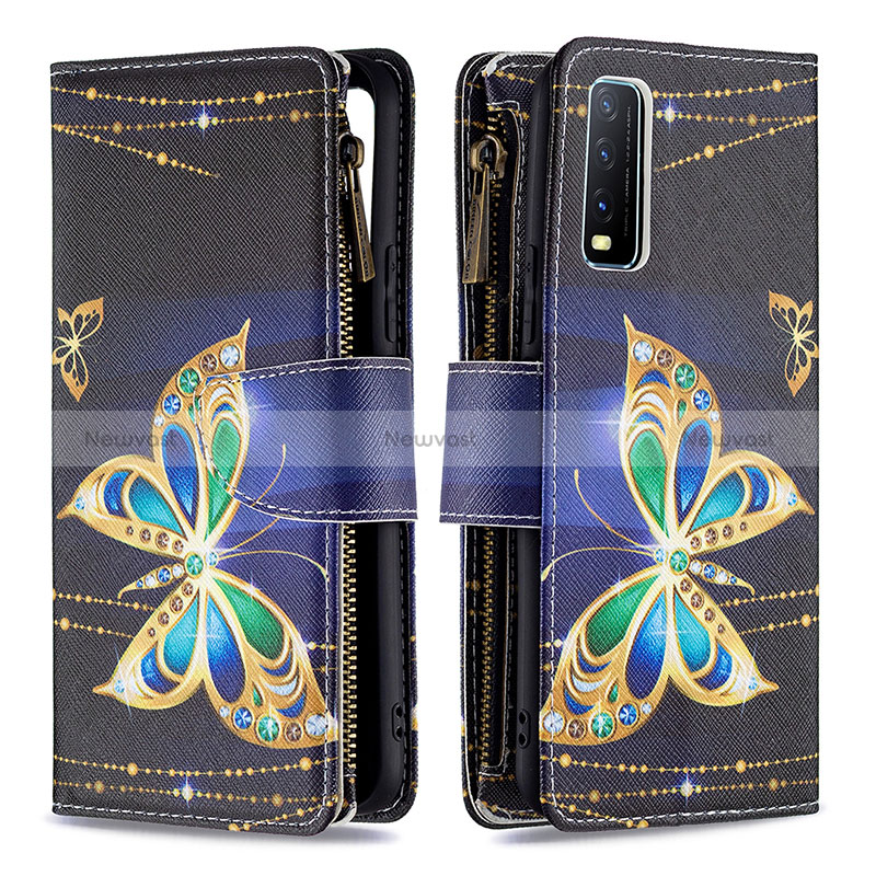 Leather Case Stands Fashionable Pattern Flip Cover Holder B04F for Vivo Y12G