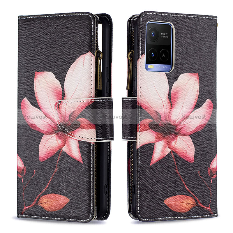 Leather Case Stands Fashionable Pattern Flip Cover Holder B04F for Vivo Y21