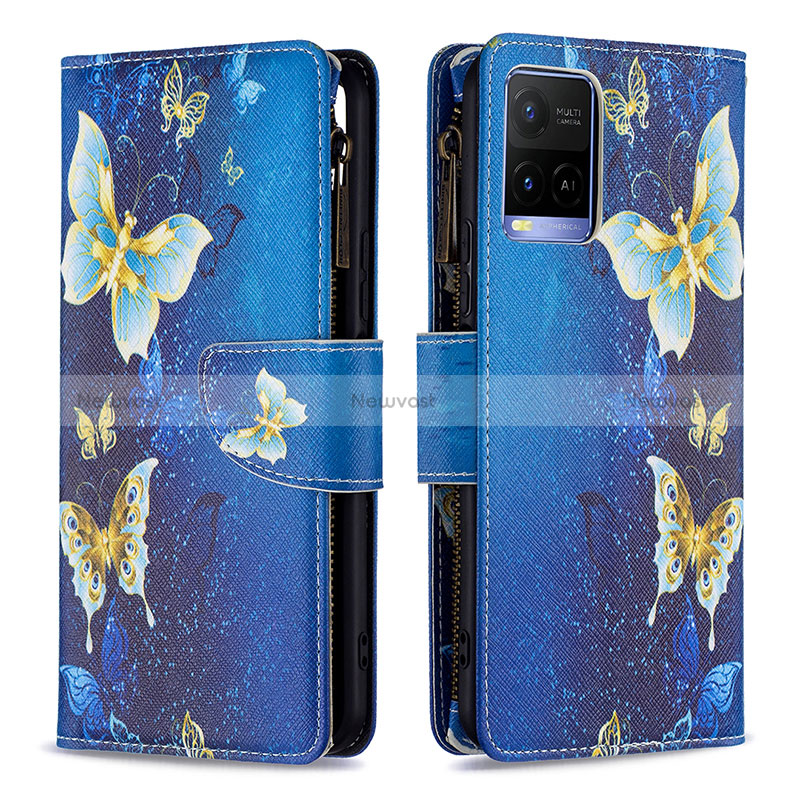 Leather Case Stands Fashionable Pattern Flip Cover Holder B04F for Vivo Y21