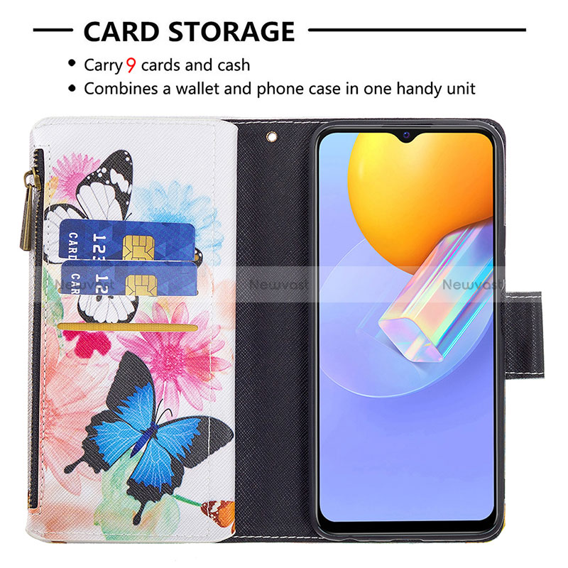 Leather Case Stands Fashionable Pattern Flip Cover Holder B04F for Vivo Y53s NFC