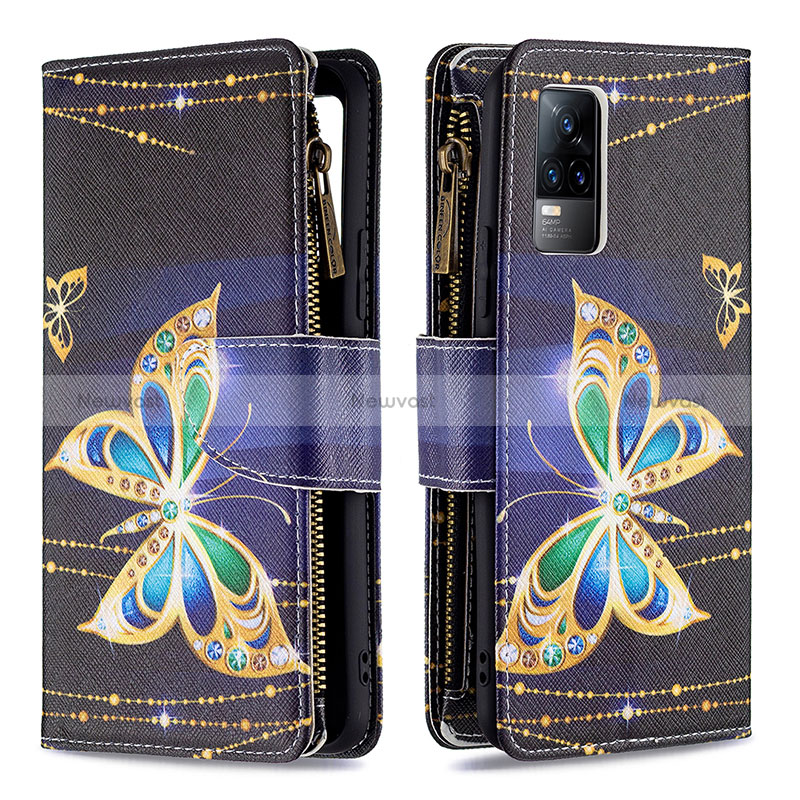 Leather Case Stands Fashionable Pattern Flip Cover Holder B04F for Vivo Y73 (2021)