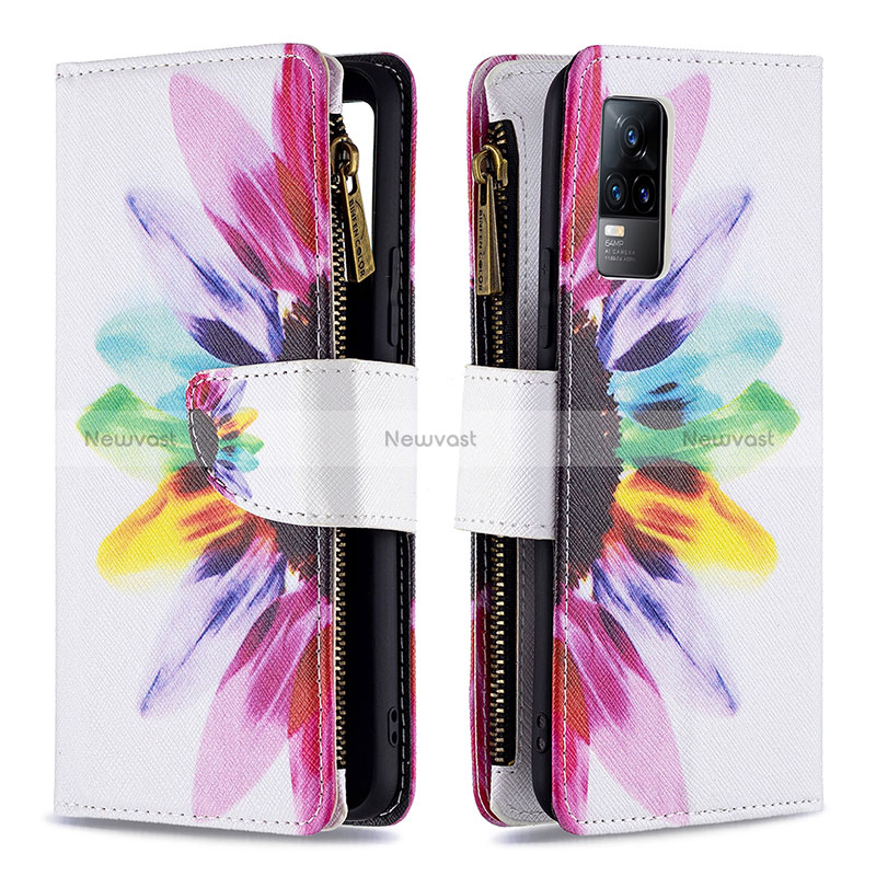 Leather Case Stands Fashionable Pattern Flip Cover Holder B04F for Vivo Y73 (2021) Mixed