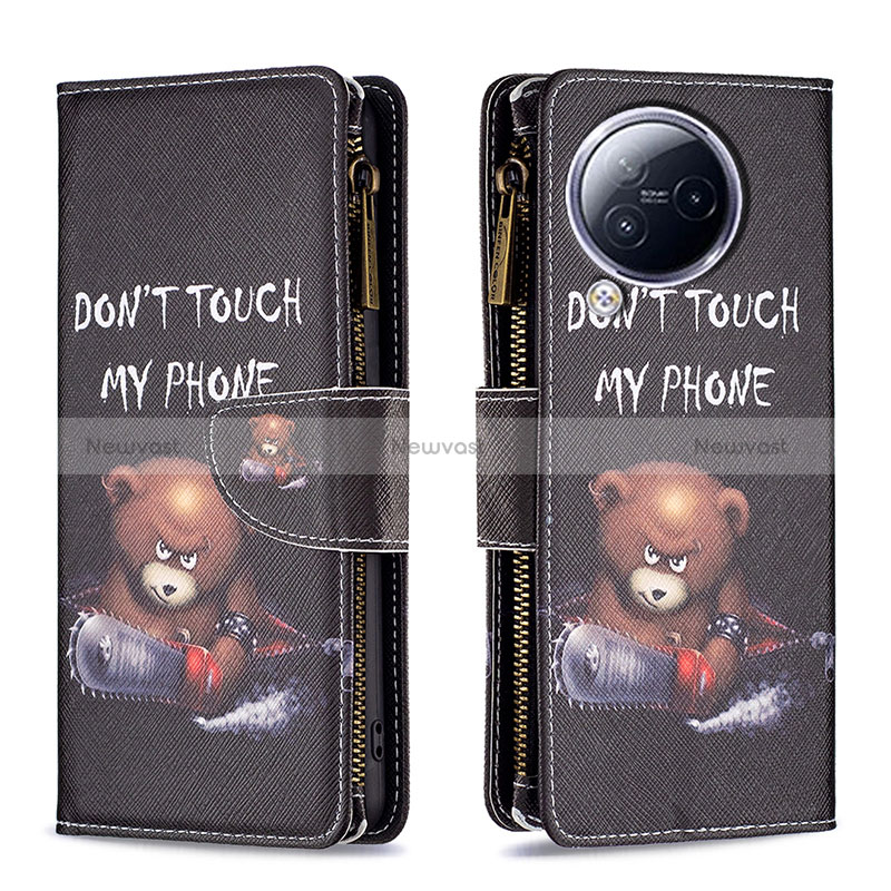 Leather Case Stands Fashionable Pattern Flip Cover Holder B04F for Xiaomi Civi 3 5G