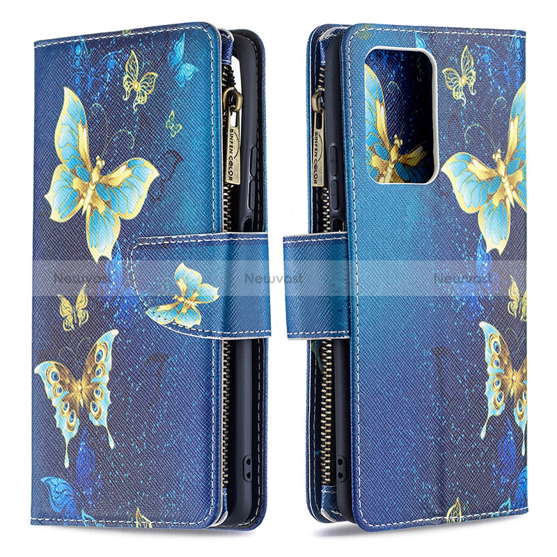 Leather Case Stands Fashionable Pattern Flip Cover Holder B04F for Xiaomi Mi 11T 5G Blue