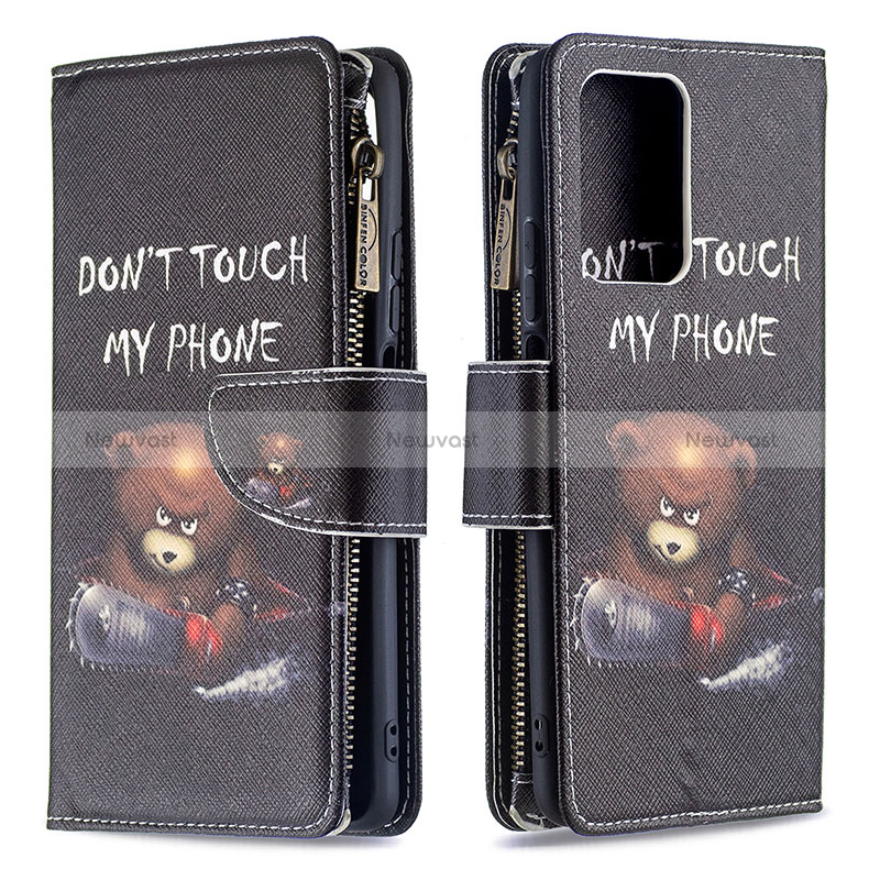 Leather Case Stands Fashionable Pattern Flip Cover Holder B04F for Xiaomi Mi 11T 5G Dark Gray