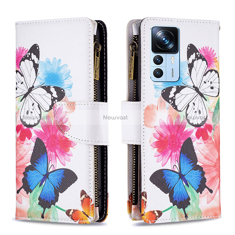 Leather Case Stands Fashionable Pattern Flip Cover Holder B04F for Xiaomi Mi 12T 5G Colorful