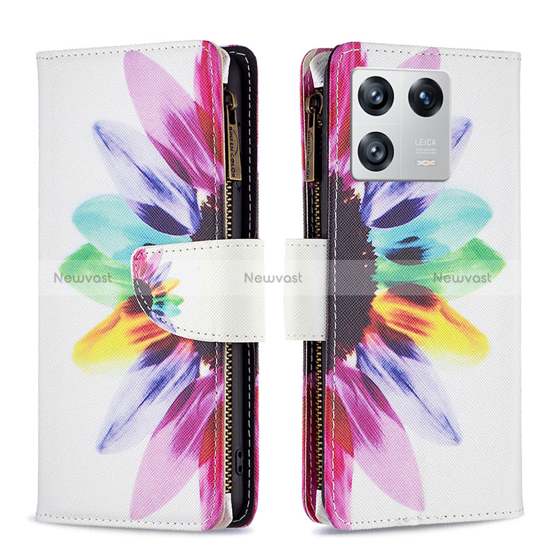 Leather Case Stands Fashionable Pattern Flip Cover Holder B04F for Xiaomi Mi 13 Pro 5G