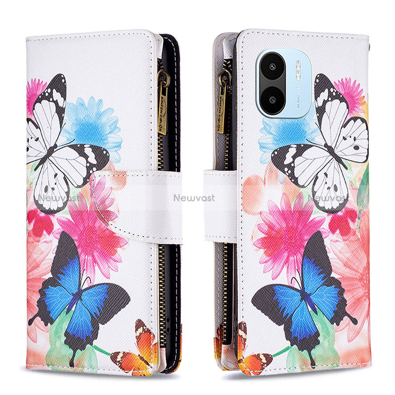 Leather Case Stands Fashionable Pattern Flip Cover Holder B04F for Xiaomi Poco C50 Colorful