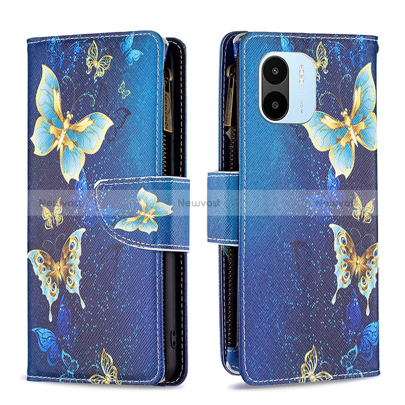 Leather Case Stands Fashionable Pattern Flip Cover Holder B04F for Xiaomi Poco C51