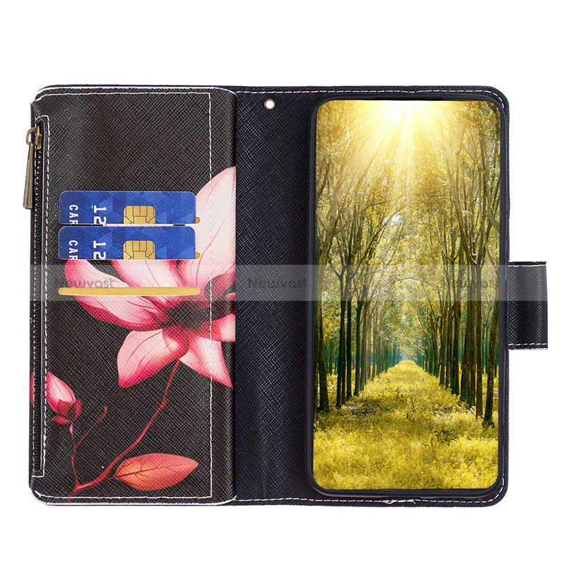 Leather Case Stands Fashionable Pattern Flip Cover Holder B04F for Xiaomi Poco C51