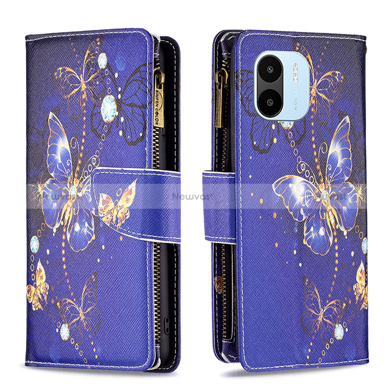 Leather Case Stands Fashionable Pattern Flip Cover Holder B04F for Xiaomi Poco C51