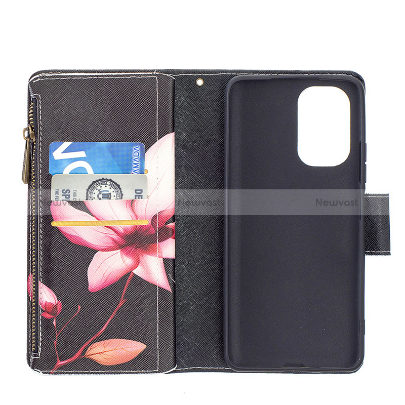 Leather Case Stands Fashionable Pattern Flip Cover Holder B04F for Xiaomi Poco F3 5G