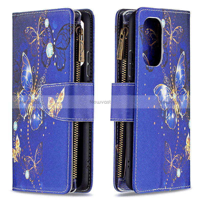 Leather Case Stands Fashionable Pattern Flip Cover Holder B04F for Xiaomi Poco F3 5G