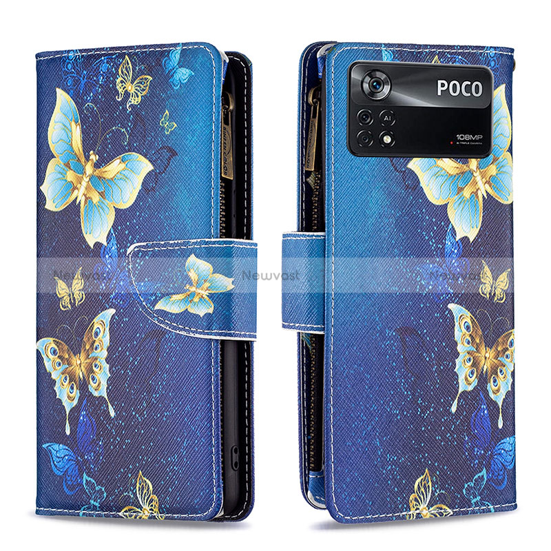 Leather Case Stands Fashionable Pattern Flip Cover Holder B04F for Xiaomi Poco X4 Pro 5G