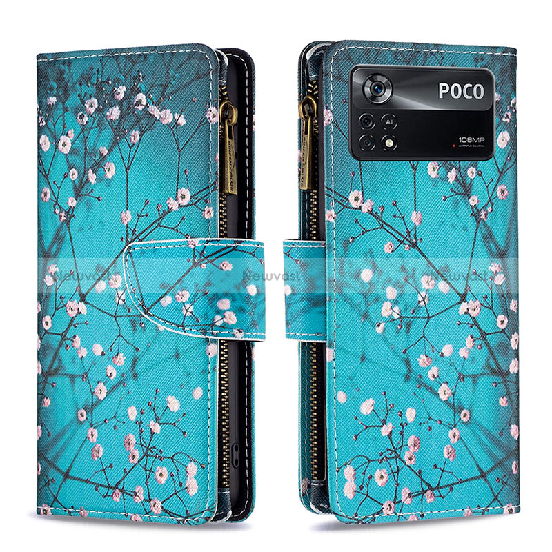 Leather Case Stands Fashionable Pattern Flip Cover Holder B04F for Xiaomi Poco X4 Pro 5G