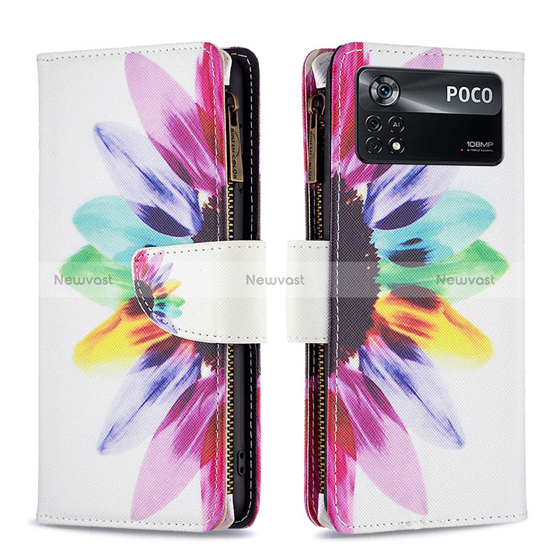 Leather Case Stands Fashionable Pattern Flip Cover Holder B04F for Xiaomi Poco X4 Pro 5G